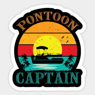 Vintage Style Pontoon Captain Funny Pontoon Boat Lovers Sticker